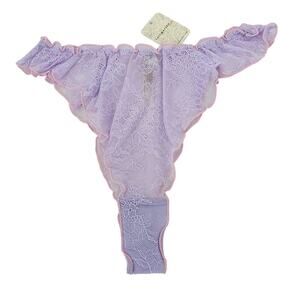 NWT Free People Intimately Fairy Tale Purple Pink Lace Thong Bottom Panties M